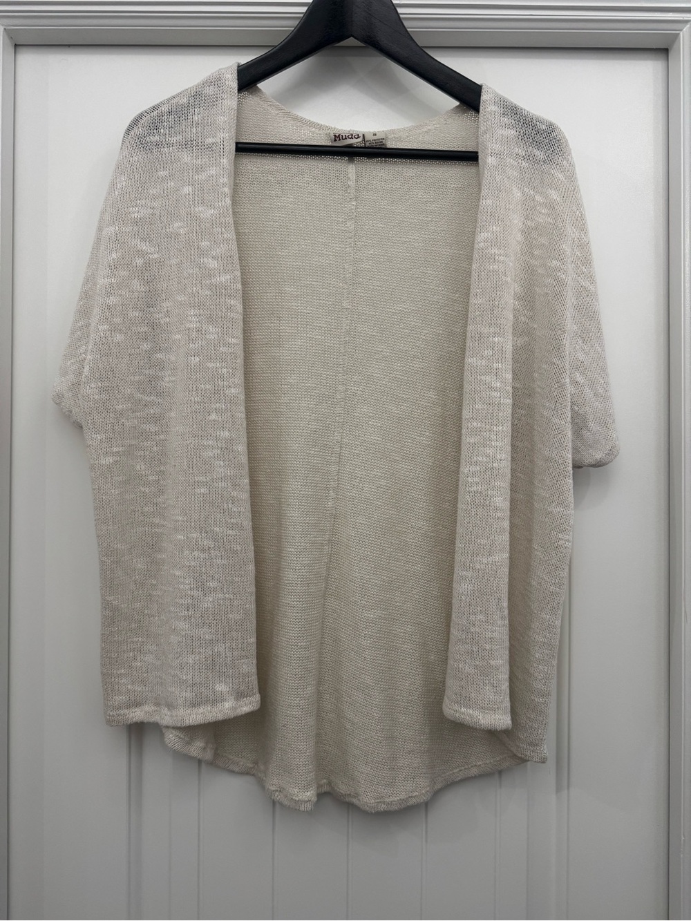 Mudd Short Sleeve Open-Front Cardigan in Light Cream